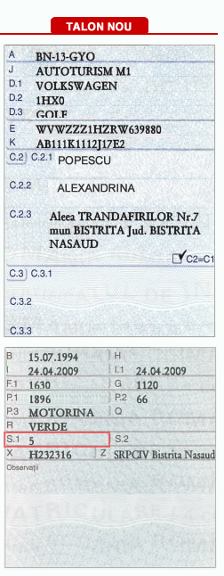 Număr locuri pe talon